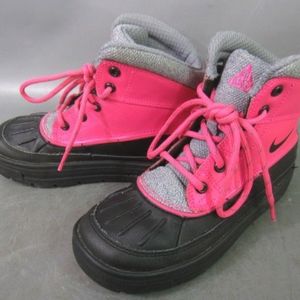 Pink Grey Youth Laceup Nike Boots Size 13